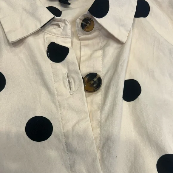 Who What Wear Black & Cream Polka Dot Button Down Dress - Picture 4 of 5